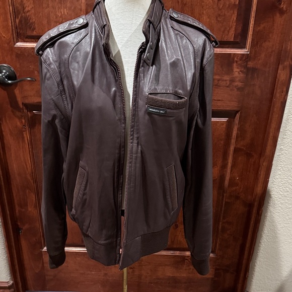 Vintage Members Only Men's Brown Leather Jacket